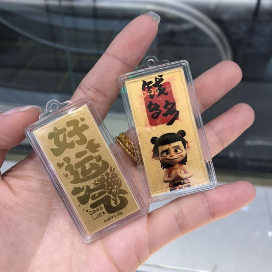 Gold phone sticker Nezha (good luck)