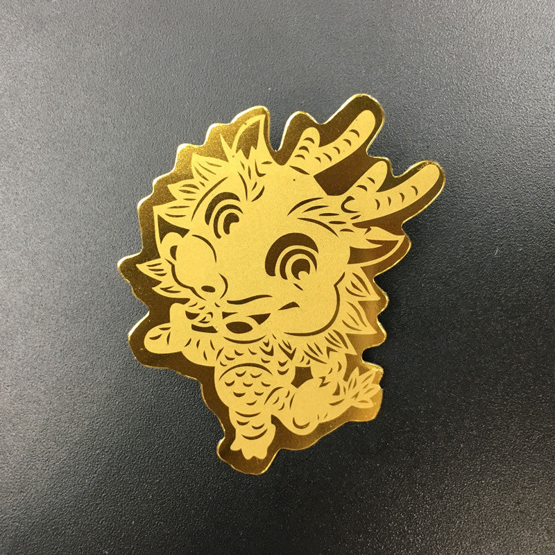 Gold mobile phone sticker with zodiac dragon