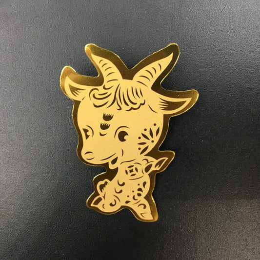 Gold phone sticker with the Chinese Zodiac sign of Sheep