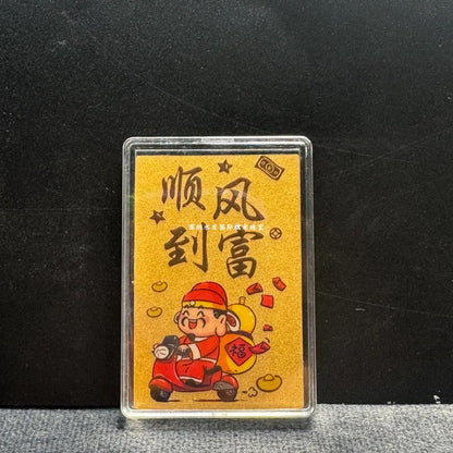 Gold mobile phone sticker, pure gold 999, gold fortune treasury rising, God of Wealth shape sticker, good luck turning, attracting wealth