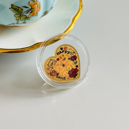 Gold color mobile phone sticker with smile