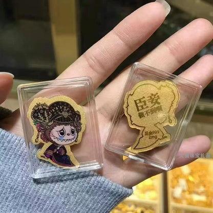 999 pure gold labubu cartoon color gold mobile phone sticker dream