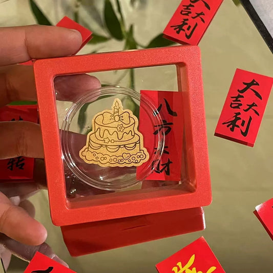 Gold phone sticker birthday cake