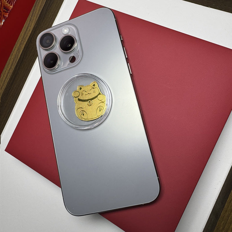 Gold mobile phone sticker lucky cat