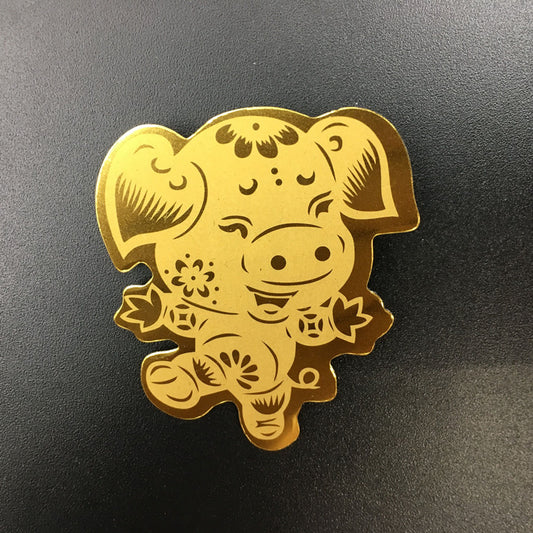 Gold phone sticker zodiac pig