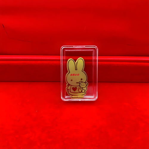 Gold mobile phone sticker with little white rabbit