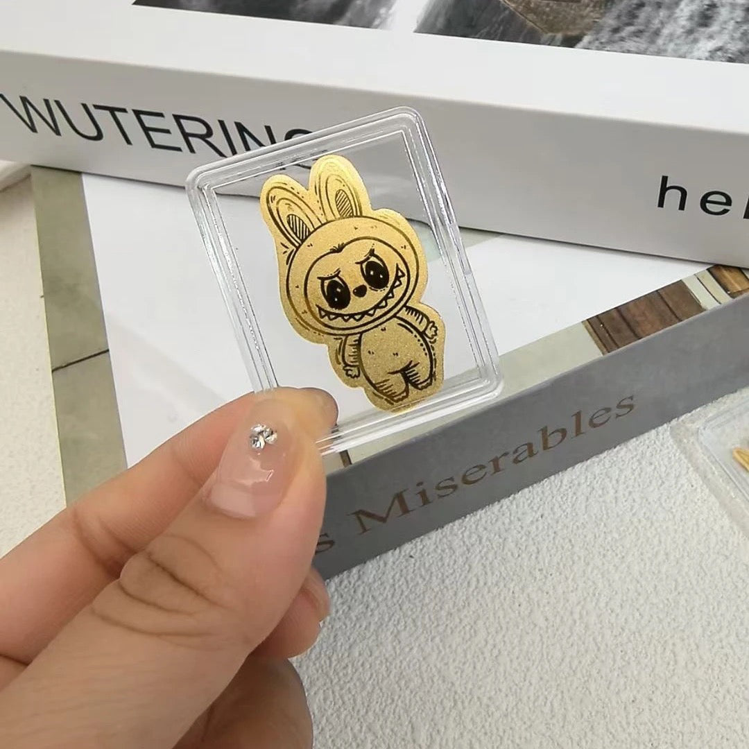 Gold phone sticker zodiac tiger style Labubu