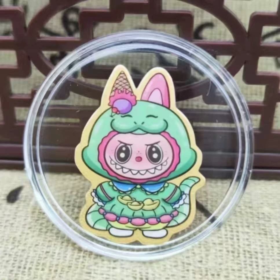Gold zodiac monkey mobile phone sticker Labubu
