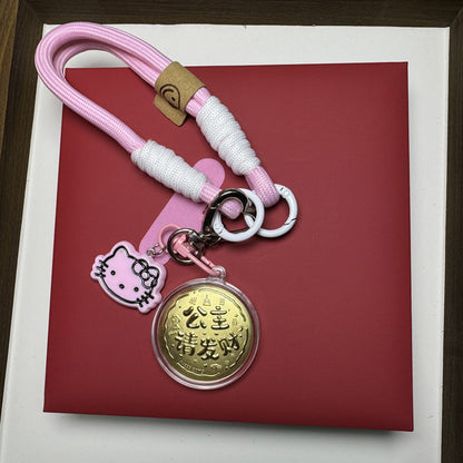 Gold phone sticker kity cat phone strap