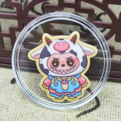 Gold zodiac monkey mobile phone sticker Labubu