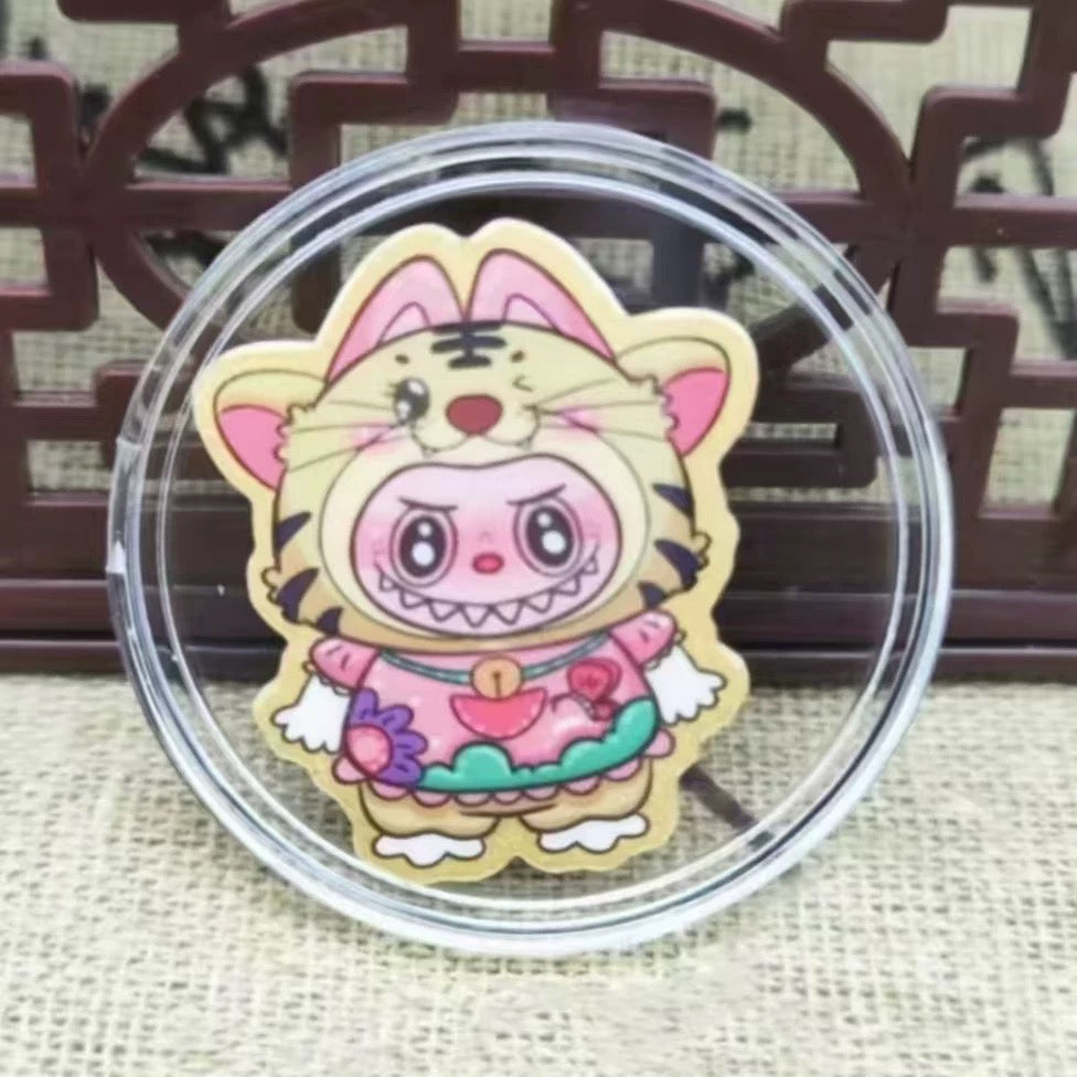 Gold zodiac monkey mobile phone sticker Labubu