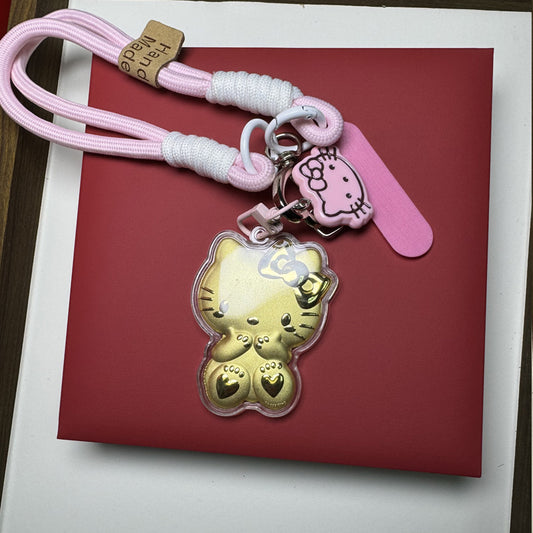 Gold phone sticker kity cat phone strap