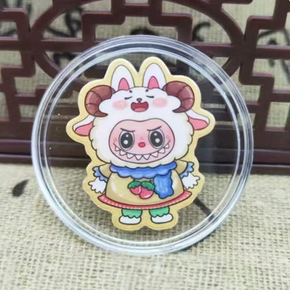Gold zodiac monkey mobile phone sticker Labubu