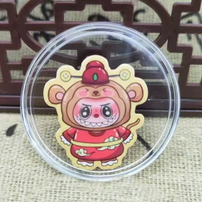 Gold zodiac monkey mobile phone sticker Labubu