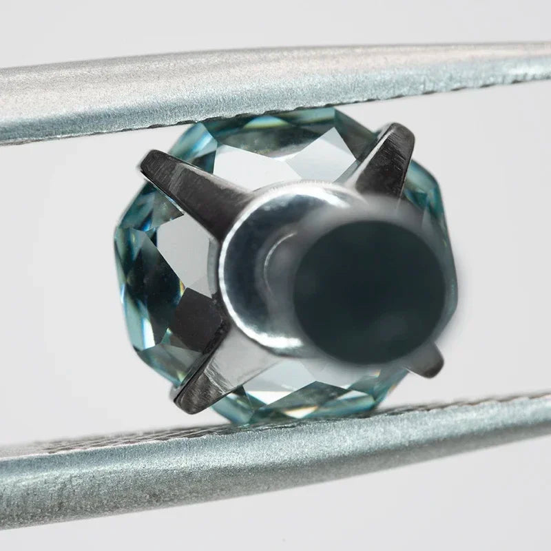 Cubic Zirconia Stainless Steel Earring Rose Cut Grey Blue Color 8.0mm Jewelry for Women Wholesale 4 Prong Tragus Earrings