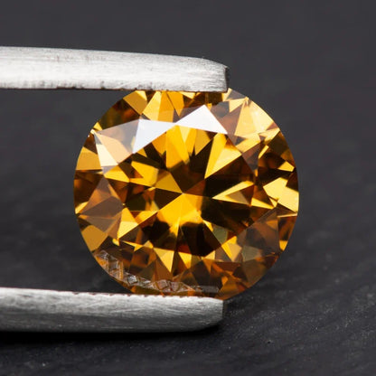 Moissanite Stone Round Cut Champagne Colored Lab Grown Diamond VVS1 Custom Jewelry Making Loose Gemstone with GRA Report 