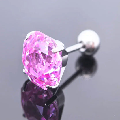 Cubic Zirconia Stainless Steel Earring Rose Cut Shangri-la Color 8.0mm Jewelry for Women Wholesale 4 Prong Tragus Earrings