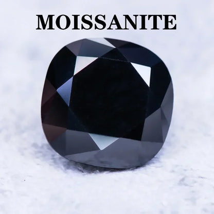 Moissanite Stone Natural Black Color Cushion Cut Artificial Gemstone DIY Ring Necklace Earrings Main Materials With Certificate 