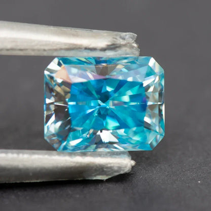 Moissanite Radiant Cut  Aquamarine Color Lab Grown Diamond for Diy Advanced Jewelry Making Materials with GRA Certificate
