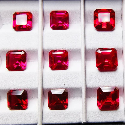 Lab Grown Ruby Pigeon Blood Red Asscher Square Shape Charm Gemstone for Diy Jewelry Making Materials Selectable AGL Certificate 