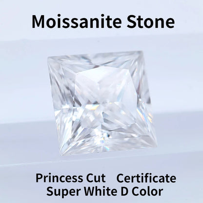 Wholesale Moissanite Stone Princess Cut Super White D Color VVS1 DIY Charms Ring Necklace Earrings with Certificate