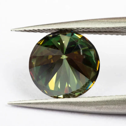 Moissanite Yellow Green Color Round Cut Gemstone for Charms Jewelry Making DIY Ring Necklace Earrings Main Materials Certificate