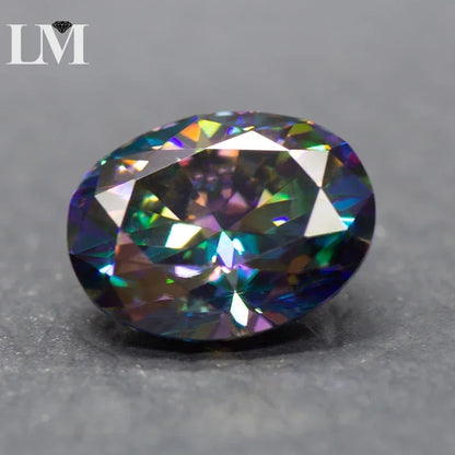 Moissanite Loose Diamond Rainbow Green Color Oval Cut Lab Grown Gemstone Jewelry Making Materials Comes with GRA Certificate