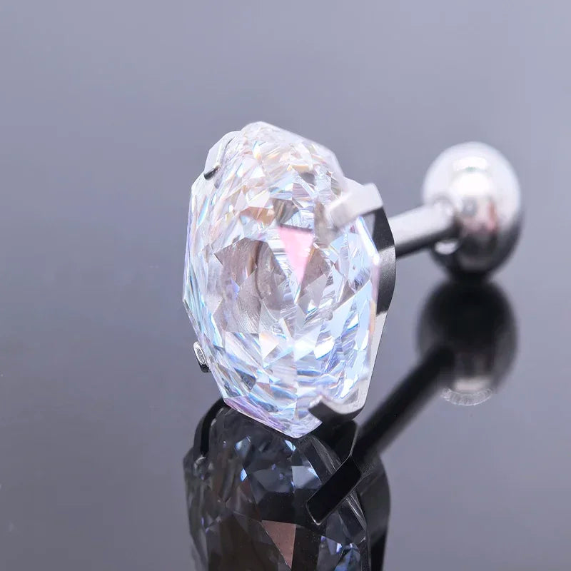 Cubic Zirconia Stainless Steel Earring Rose Cut White Color Jewelry for Women Wholesale 4 Prong Tragus Earrings