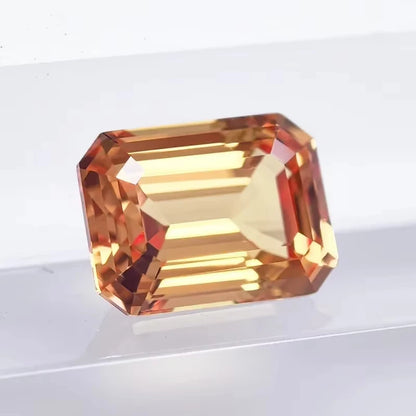 Lab Grown Sapphire Emerald Cut Orange Color DIY Jewelry Making Materials with Certificate Charms Gemstone Factory Wholesale