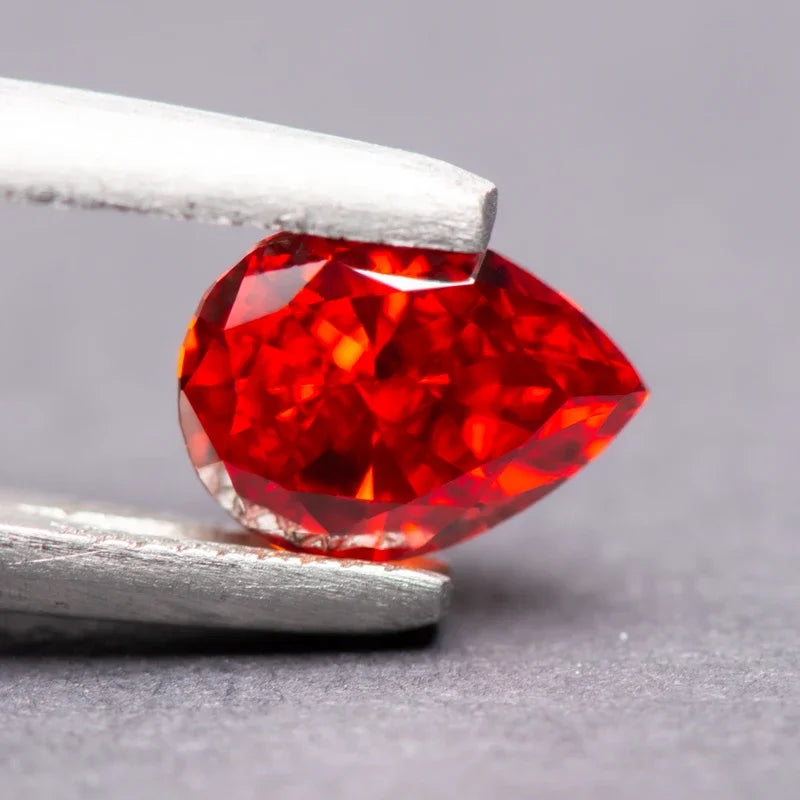 Cubic Zirconia Pear Shape Red Color 5A Grade 4k Crushed Ice Cut Charm Beads for DIY Jewelry Making Rings Necklace Main Materials