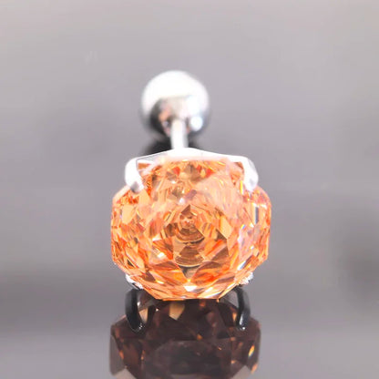 Cubic Zirconia Stainless Steel Earring Rose Cut Deep Champagne Color 8.0mm Jewelry for Women Wholesale 4 Prong Tragus Earrings