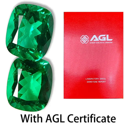 Lab Grown Colombia Emerald Green Color Rectangle Cushion Shape VVS1 Gemstone for Jewelry Making Selectable AGL Certificate 