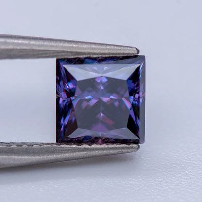 Moissanite Gemstone Princess Cut Emperor Purple color Lab Grown Diamond Advanced Jewelry Making Materials with GRA Certificate