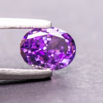 Cubic Zirconia Oval Shape Purple Color 4k Crushed Ice Cut 5A Grade Charm Beads for Jewelry Making Necklace Ring Main Materials