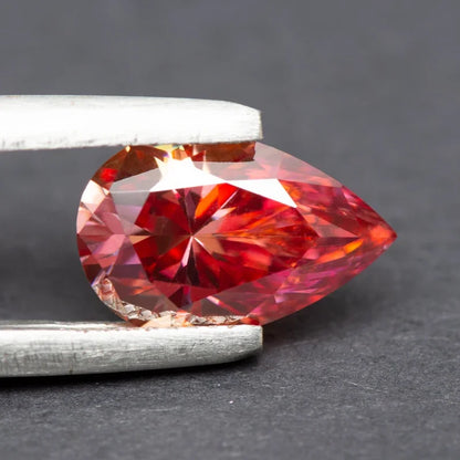 Moissanite Pear Cut Watermelon Red Colored Diy Charms Jewelry Making Materials Pass Diamond Tester with GRA Certificate 