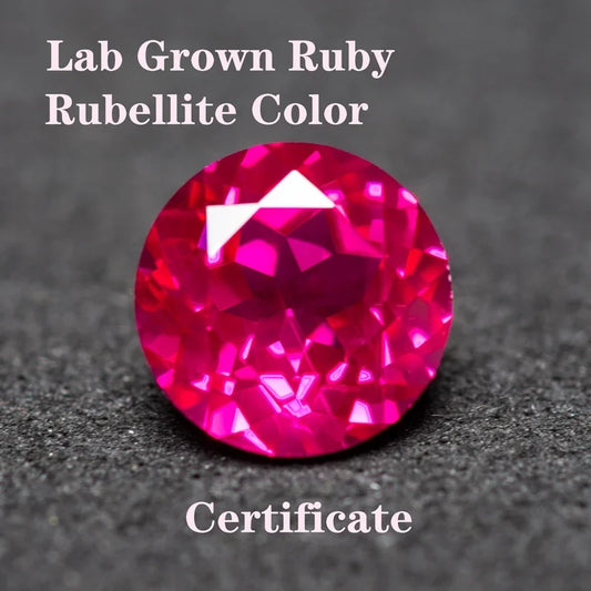 Lab Grown Ruby Round Shaped Rubbellite Color for Charms Jewel Making DIY Ring Necklace Earrings Main Materials Certificate 