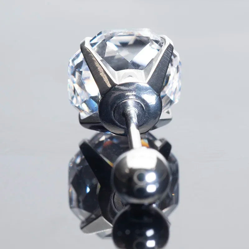 Cubic Zirconia Stainless Steel Earring Rose Cut Cinderella Color 8.0mm Jewelry for Women Wholesale 4 Prong Tragus Earrings