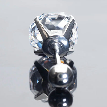 Cubic Zirconia Stainless Steel Earring Rose Cut Cinderella Color 8.0mm Jewelry for Women Wholesale 4 Prong Tragus Earrings