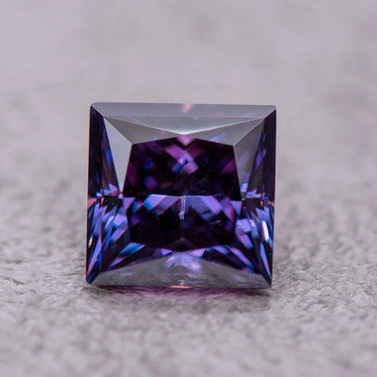 Moissanite Gemstone Princess Cut Emperor Purple color Lab Grown Diamond Advanced Jewelry Making Materials with GRA Certificate