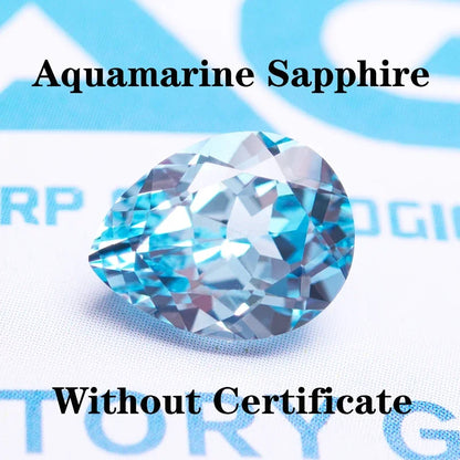 Lab Grown Sapphire Pear Cut Aquamarine Extremely Shiny Quality DIY Ring Necklace Earrings Main Materials AGL Certificate 