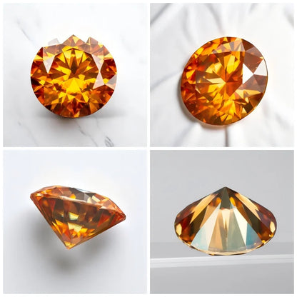 Moissanite Orange Colored Round Cut VVS1 Passed Diamond Tested Gemstone Loose Stone Jewelry Making Wholesale with GRA 