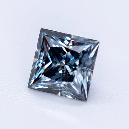 Moissanite Gemstone Princess Cut Gray color Lab Grown Diamond Advanced Jewelry Making Materials with GRA Certificate