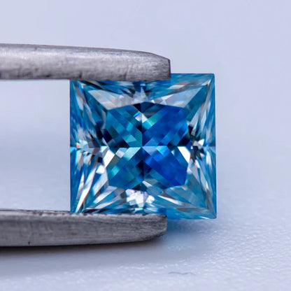 Moissanite Gemstone Princess Cut Ice Blue color Lab Grown Diamond Advanced Jewelry Making Materials with GRA Certificate
