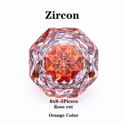 Cubic Zirconia Rose Cut Orange Color Charms Gemstone Bead DIY Advanced Jewelry Rings Earrings Making Factory Wholesale
