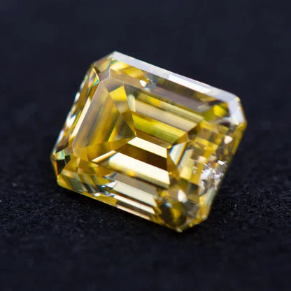 Moissanite  Lemon Yellow Color  Emerald Cut Gem Lab Grown Diamond   Charms DIY Ring Necklace Earrings Materials with GRA Report