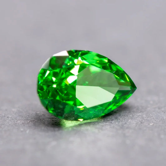 Cubic Zirconia Pear Shape Green Color High Quality 4k Crushed Ice Cut Charm Stone for DIY Jewelry Making Necklace Main Materials