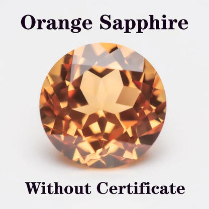 Lab Grown Sapphire Orange Color Round Shape Extremely Shiny Quality DIY Ring Necklace Earrings Main Materials AGL Certificate 