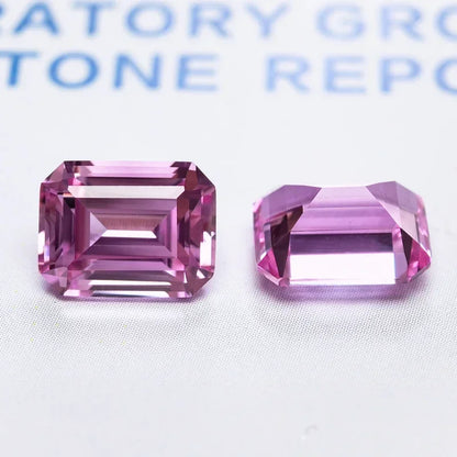 Lab Grown Sapphire Emerald Cut Pink Color  with Certificate for DIY Charms Jewelry Making Materials Factory Wholesale Price