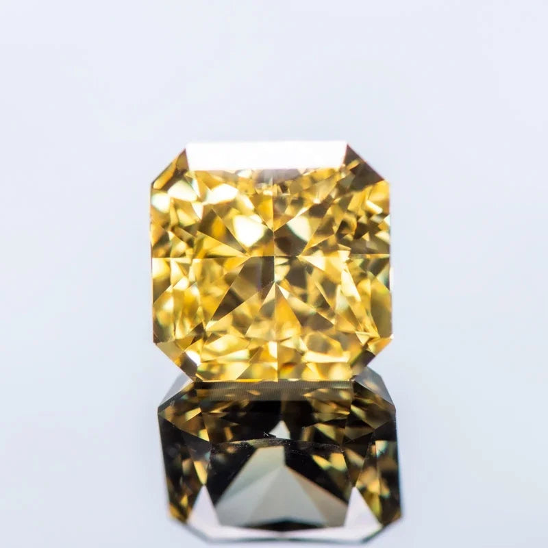 Cubic Zirconia Asscher Shape Light Yellow Color 4k Crushed Ice Cut Charm Beads for DIY Jewelry Making Necklace Rings Materials