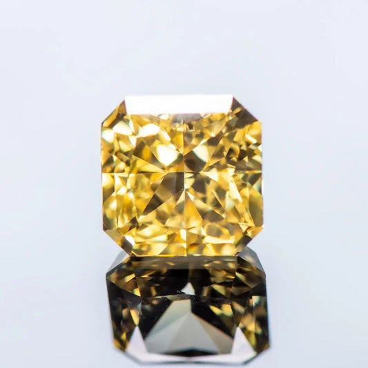 Cubic Zirconia Asscher Shape Light Yellow Color 4k Crushed Ice Cut Charm Beads for DIY Jewelry Making Necklace Rings Materials